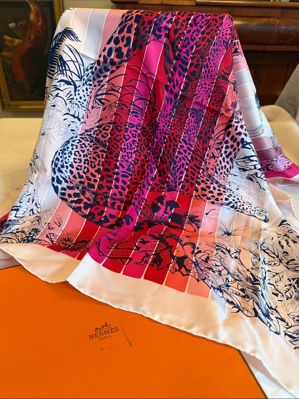 HERMES Jungle Love Rainbow Scarf,New with Receipt & 3 Boxes Robert Dallet Design